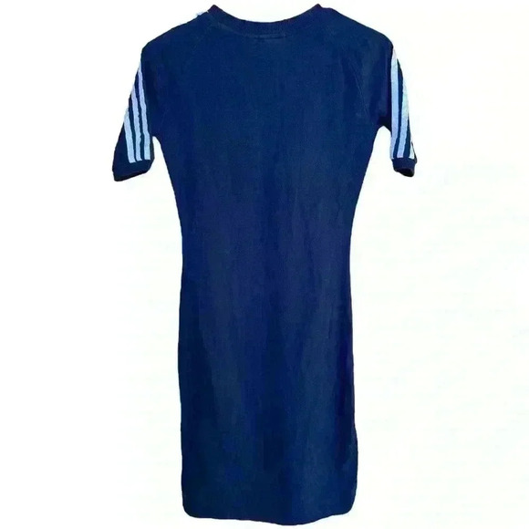 Adidas Originals 3 Stripe Bodycon Stretch Tee Shirt Dress Navy Size Small - Picture 5 of 11